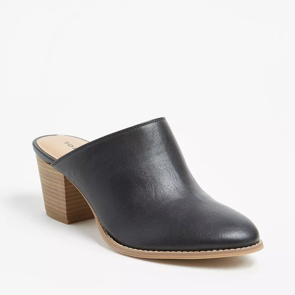 NEW Torrid Black Faux Leather Wide Width Mule Booties 9